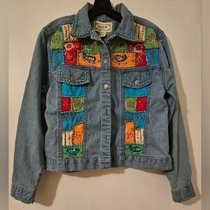 Tantrums Womens Denim Jacket Size S Color Patchwork Vintage